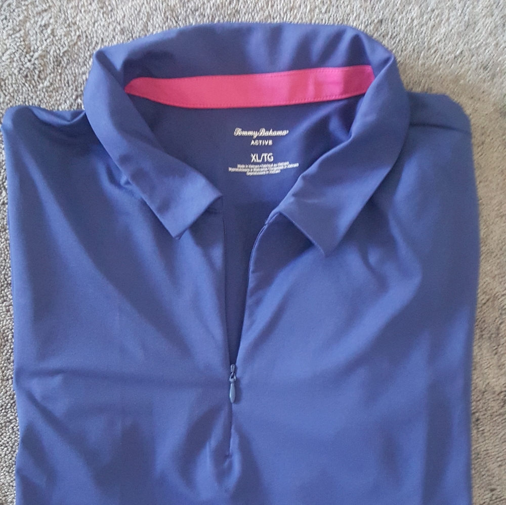 NWT Tommy Bahama active half zip navy blue polo shirt